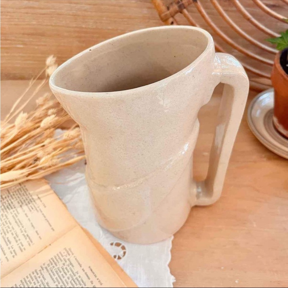 Vintage stoneware pitcher handcrafted